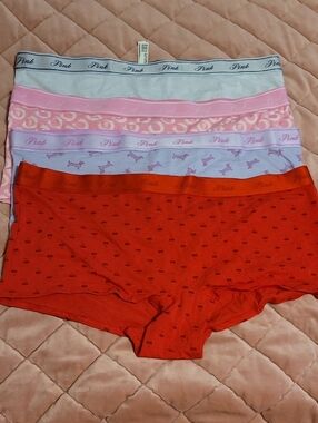 PINK Victoria's Secret Red Boyshorts with Satin Waistband
